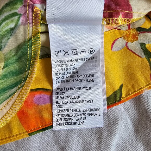 FARM Rio Fruit Print Mini Dress Puff Sleeves Cotton Yellow Pink Green Small - Picture 7 of 10